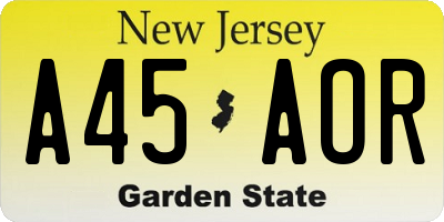 NJ license plate A45AOR