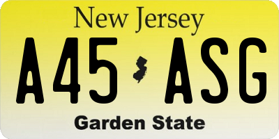 NJ license plate A45ASG
