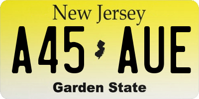 NJ license plate A45AUE