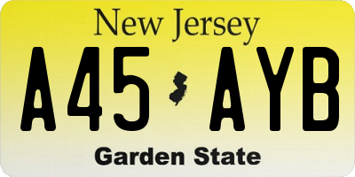 NJ license plate A45AYB