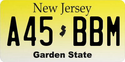 NJ license plate A45BBM