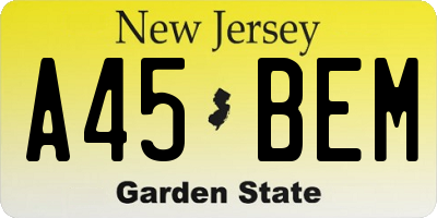 NJ license plate A45BEM