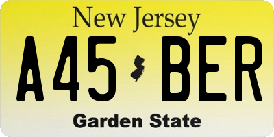 NJ license plate A45BER
