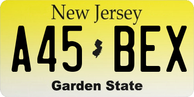 NJ license plate A45BEX
