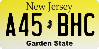 NJ license plate A45BHC