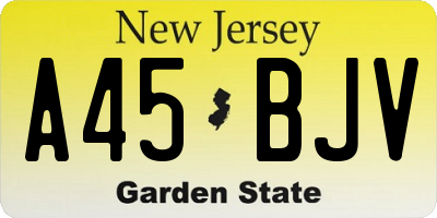 NJ license plate A45BJV