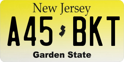 NJ license plate A45BKT