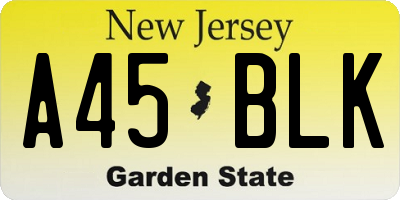 NJ license plate A45BLK