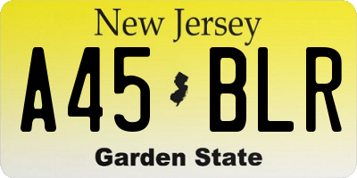 NJ license plate A45BLR