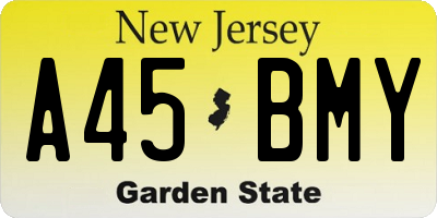 NJ license plate A45BMY