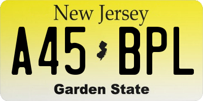 NJ license plate A45BPL