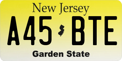 NJ license plate A45BTE