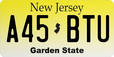 NJ license plate A45BTU