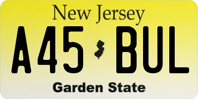 NJ license plate A45BUL