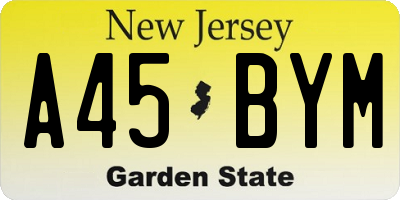 NJ license plate A45BYM