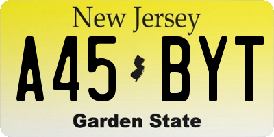 NJ license plate A45BYT