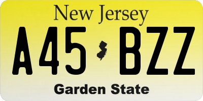 NJ license plate A45BZZ