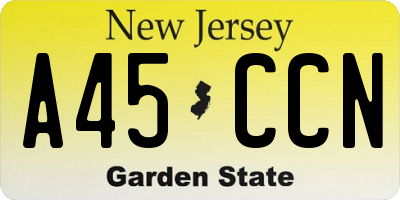 NJ license plate A45CCN