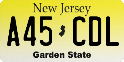 NJ license plate A45CDL