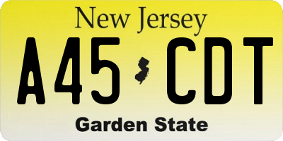 NJ license plate A45CDT