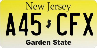 NJ license plate A45CFX