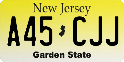 NJ license plate A45CJJ