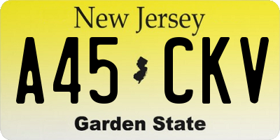 NJ license plate A45CKV