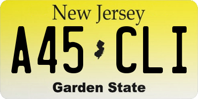 NJ license plate A45CLI