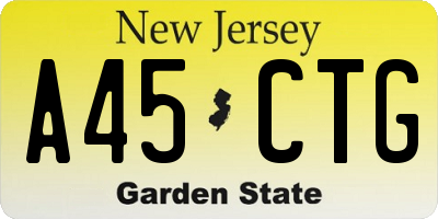 NJ license plate A45CTG