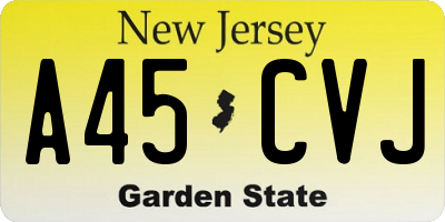 NJ license plate A45CVJ