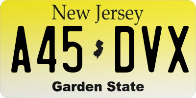 NJ license plate A45DVX