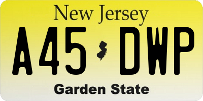 NJ license plate A45DWP