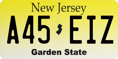 NJ license plate A45EIZ