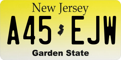 NJ license plate A45EJW