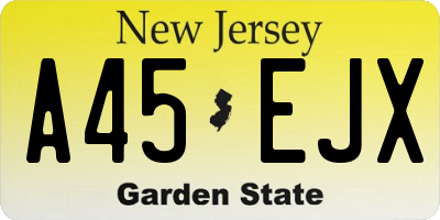 NJ license plate A45EJX