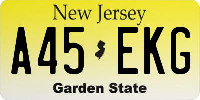 NJ license plate A45EKG