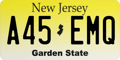 NJ license plate A45EMQ
