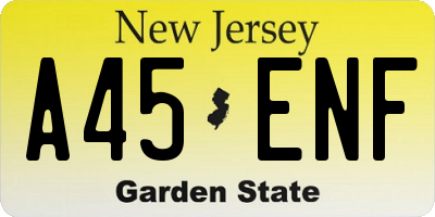 NJ license plate A45ENF