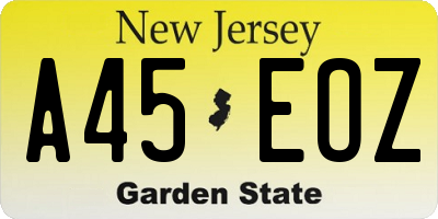 NJ license plate A45EOZ