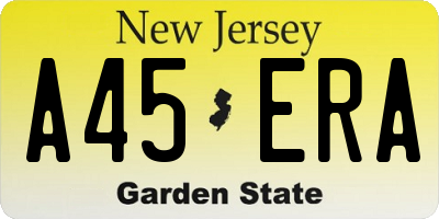 NJ license plate A45ERA