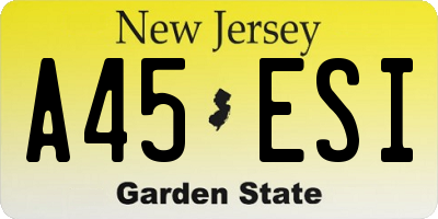 NJ license plate A45ESI