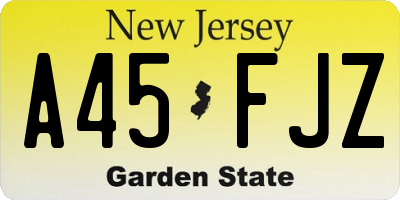 NJ license plate A45FJZ