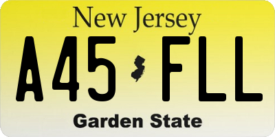NJ license plate A45FLL
