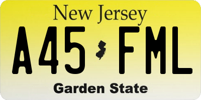 NJ license plate A45FML