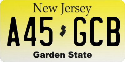 NJ license plate A45GCB