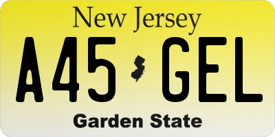 NJ license plate A45GEL