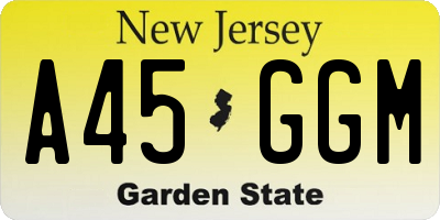 NJ license plate A45GGM