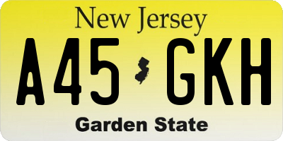 NJ license plate A45GKH