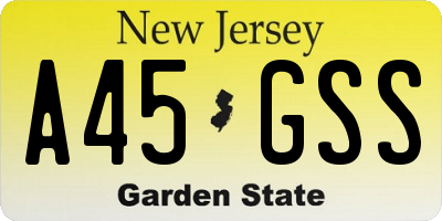 NJ license plate A45GSS