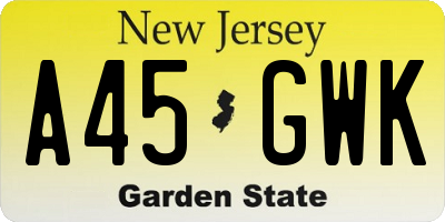 NJ license plate A45GWK